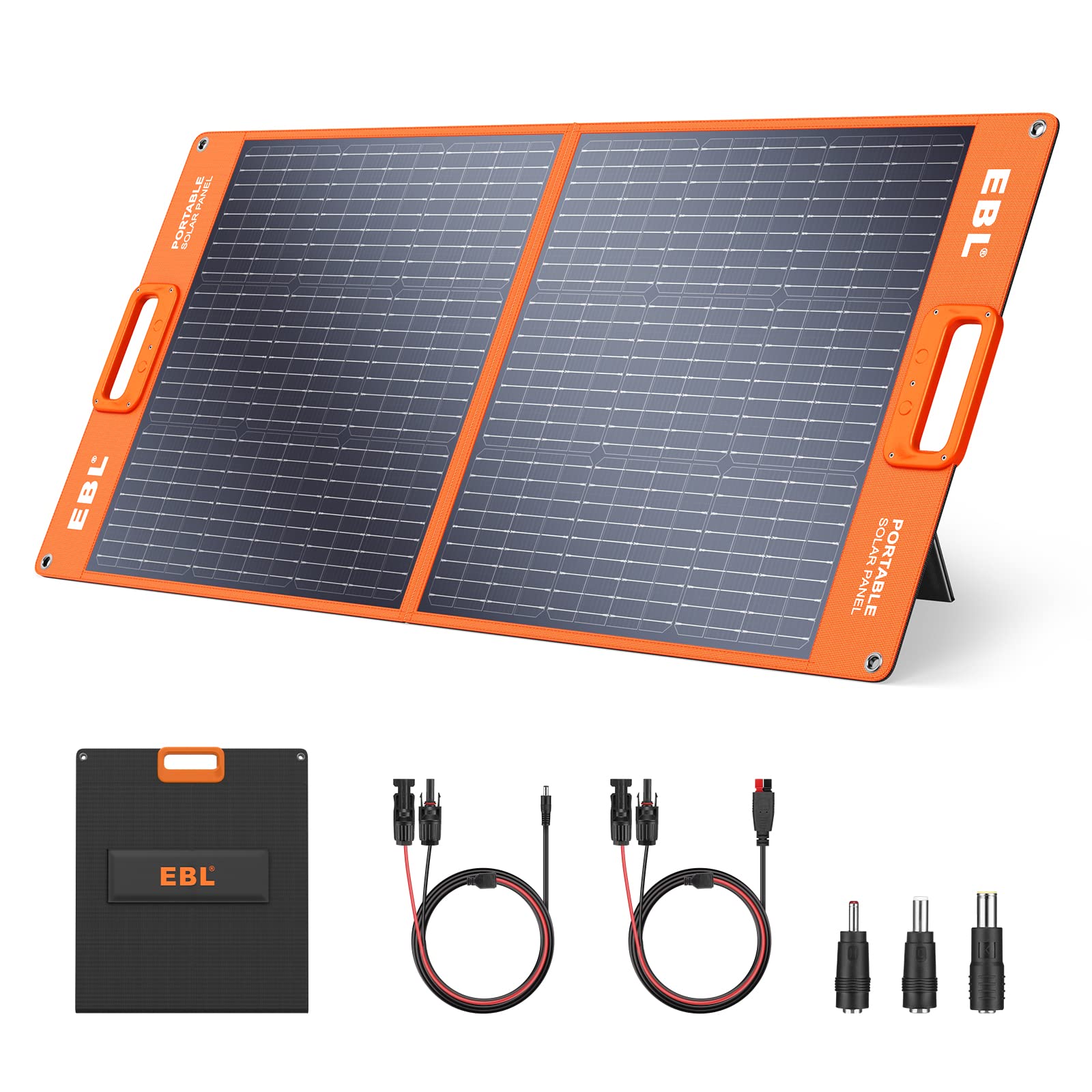 EBL 100W Portable Solar Panel with USB & DC Output - Foldable & Lightweight for Camping, Hiking, RV & Emergency Power Supply
