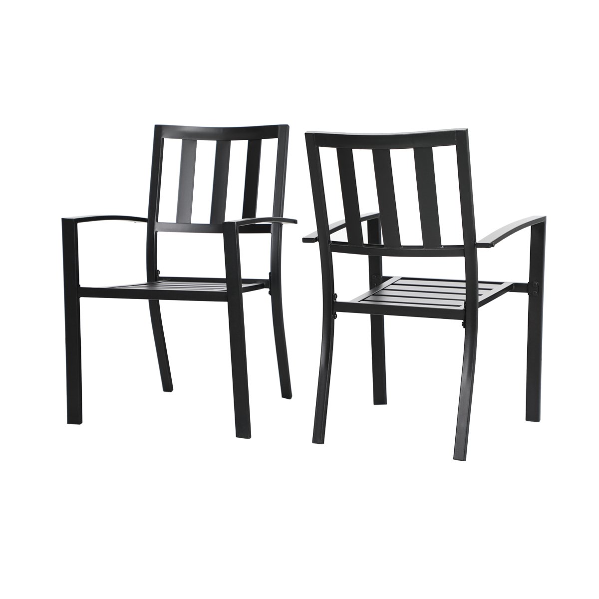 PHI VILLA 3-Piece Metal Patio Bistro Set - 28-Inch Steel Top Outdoor Table & Chairs - Perfect for Garden, Balcony, and Small Space Dining