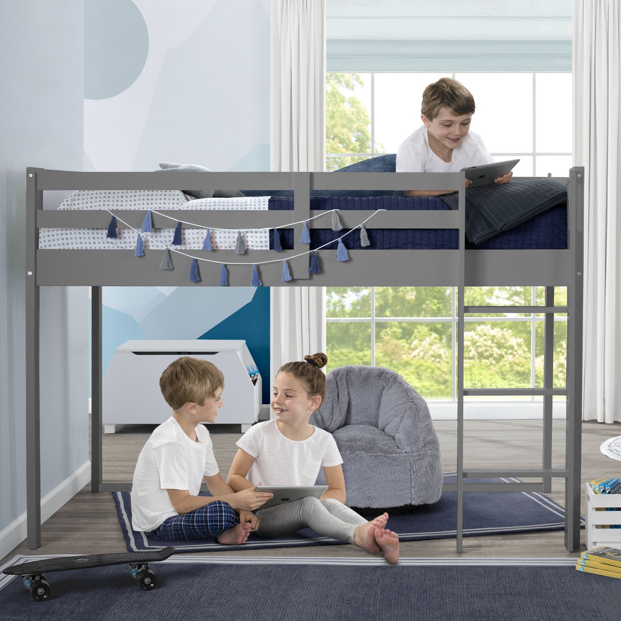 Twin Loft Bed with Guardrail & Ladder - Space-Saving Bunk Bed for Kids & Teens - Perfect for Small Bedrooms, Dorms & Guest Rooms