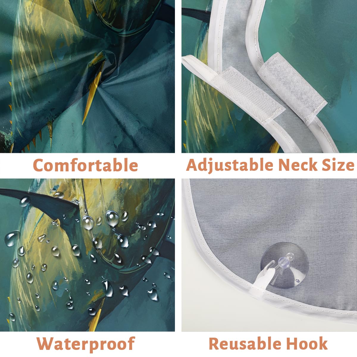 Blue Fin Tuna Ocean Beard Bib Hair Catcher for Men - Non-Stick Shaving Apron with Suction Cups, Grooming Cape for Beards - Perfect Birthday Gift for Husband & Dad - Ideal for Home Barbering & Beard Trimming
