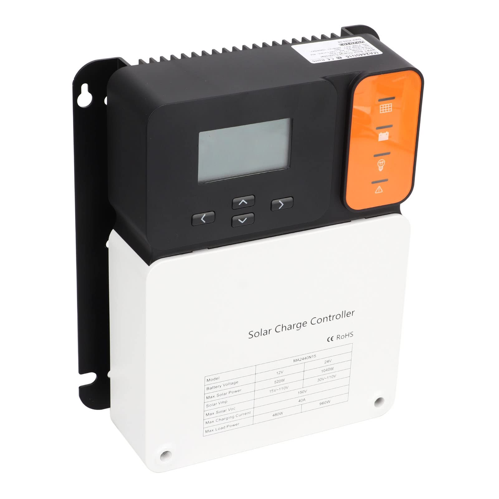40A MPPT Solar Charge Controller 12V/24V Auto - 99.9% High Efficiency with Charge/Discharge Protection - Compatible with Solar Panels & Batteries for Off-Grid PV Systems - Perfect for RV, Marine, Cabin & Home Solar Power Management