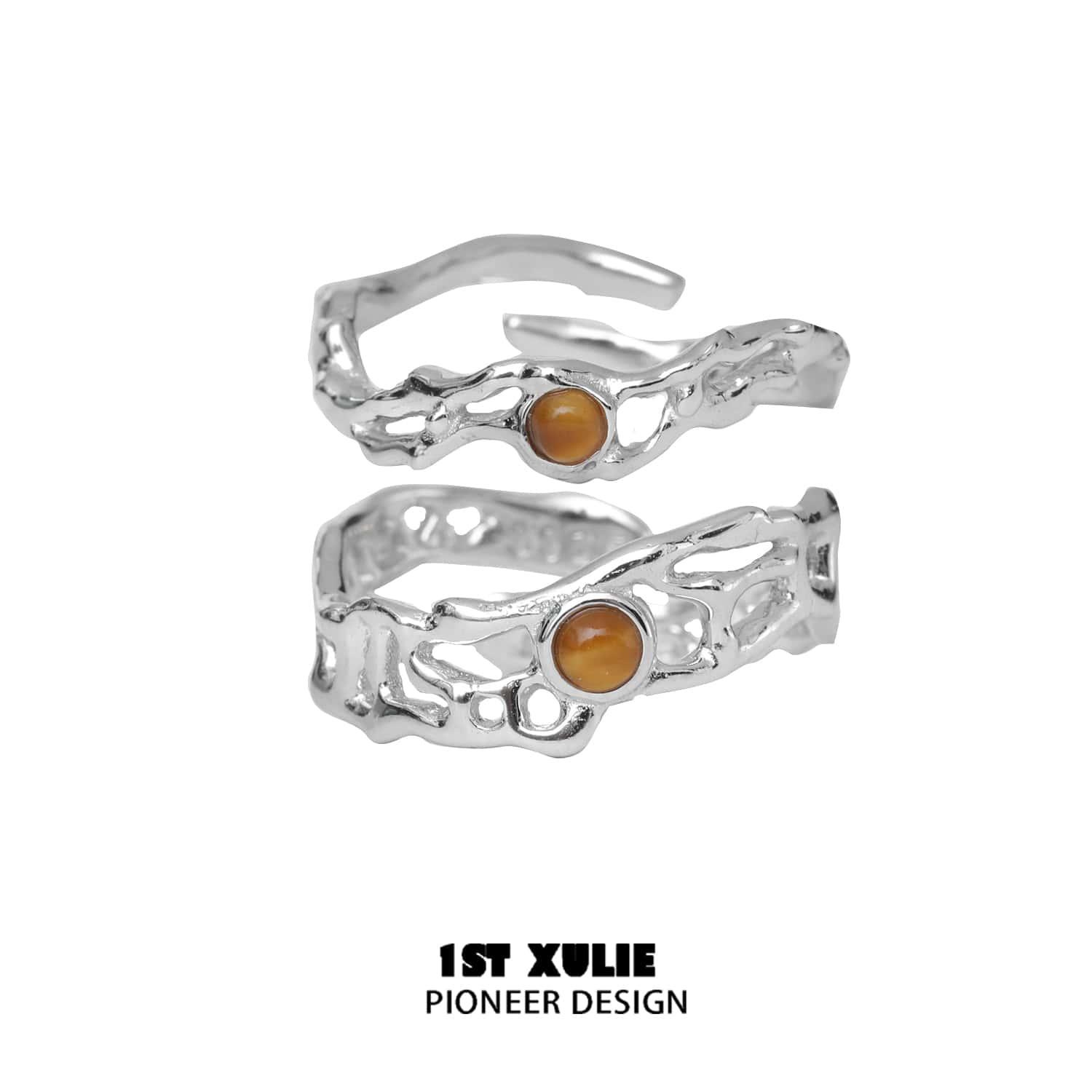 Desert Sunset Sterling Silver Tiger's Eye Open Ring - Adjustable Boho Jewelry for Women | Perfect for Festivals, Date Nights & Gift Giving