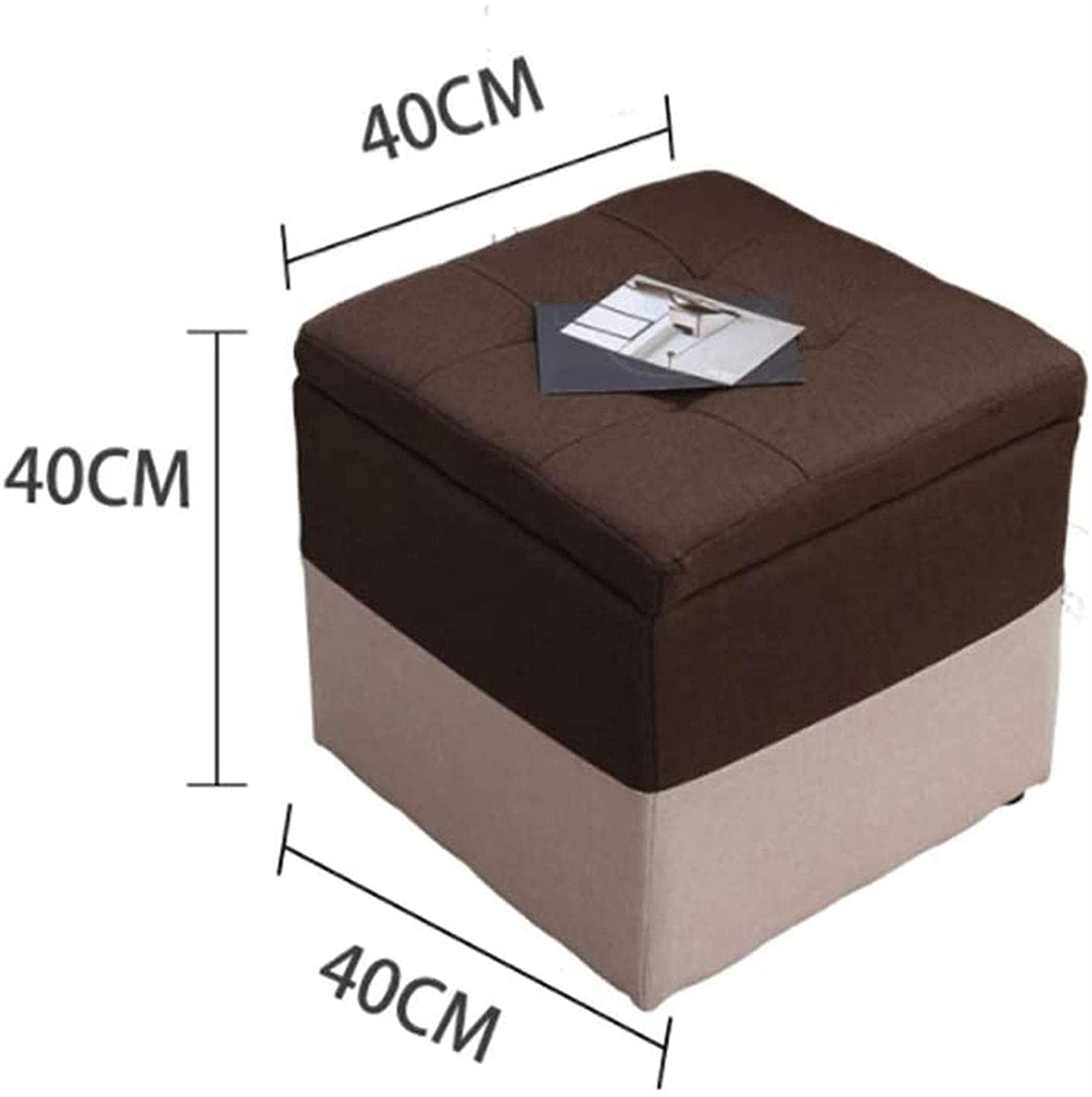Fabric Storage Ottoman Bench with Removable Cover - 16x16x16 Inch Footrest Stool for Dressing Table, Living Room, Bedroom - Multi-Functional Shoe Bench & Seat with Hidden Storage Space - Perfect for Home, Office, and Nursery Organization