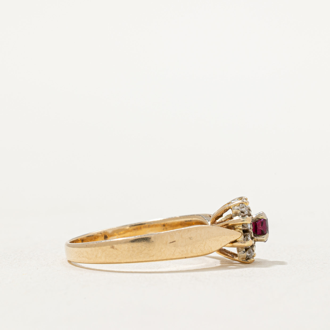 Exquisite Ruby & Diamond Petal Ring - 0.20ct Natural Ruby & 0.16ctw Diamond Accents - Size 6.5 - Elegant Bridal Jewelry, Anniversary Gift & Special Occasion Statement Piece