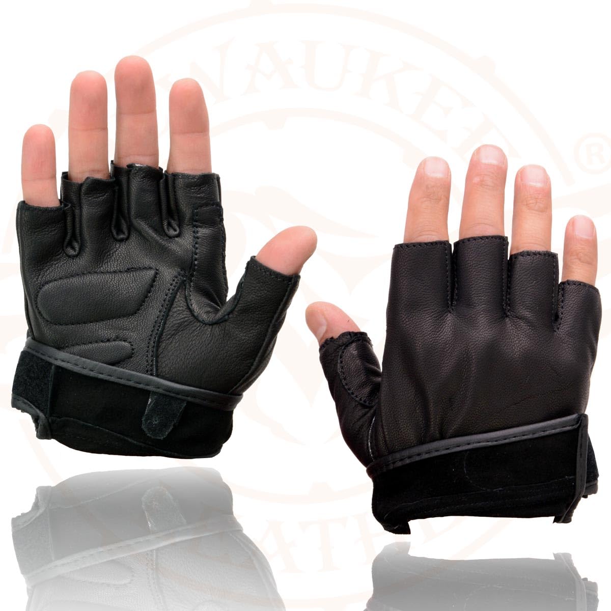 Milwaukee Leather MG7585 Men's Black Fingerless Motorcycle Gloves - Gel Padded Palm, Full Panel Cover, Medium Size | Comfortable Riding Gloves for Cruiser & Sport Bikes