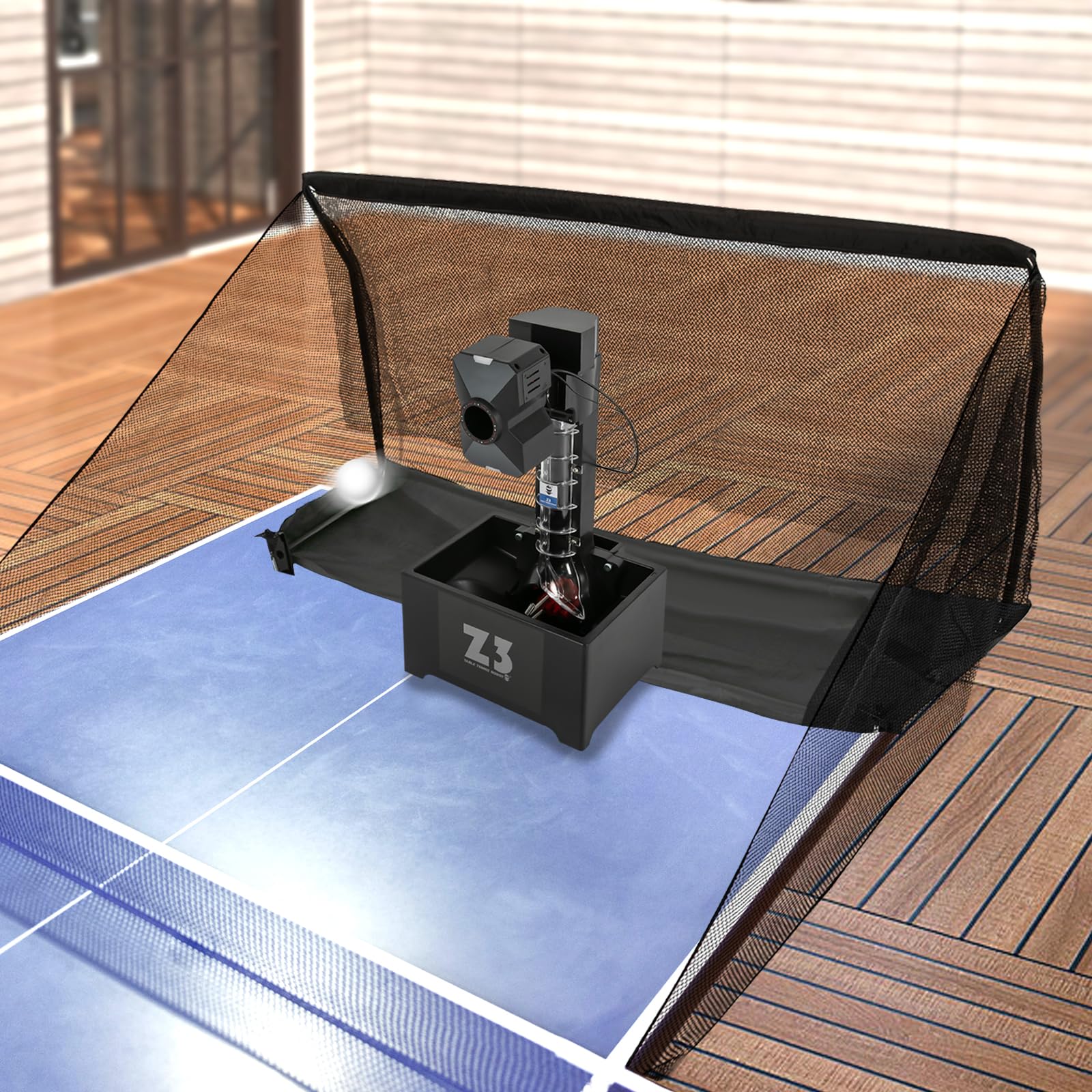 Professional Table Tennis Robot with Net - Automatic Ping Pong Ball Machine for Training | Includes 100 Balls | Perfect for Home Practice, Club Training & Backyard Games