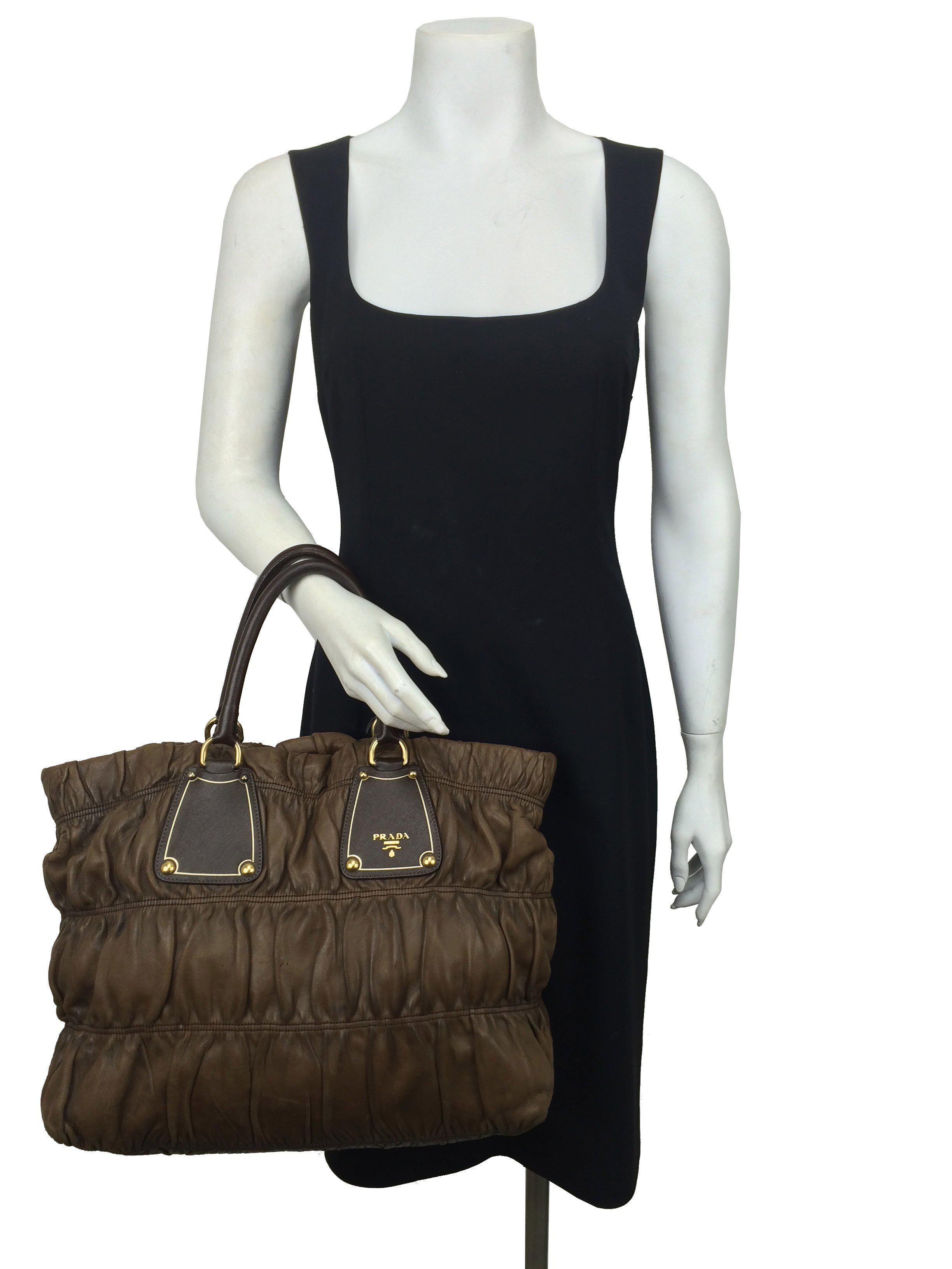 Prada Nappa Gaufre Antik Leather Tote Bag for Women - Luxury Designer Handbag for Work, Travel & Everyday Use