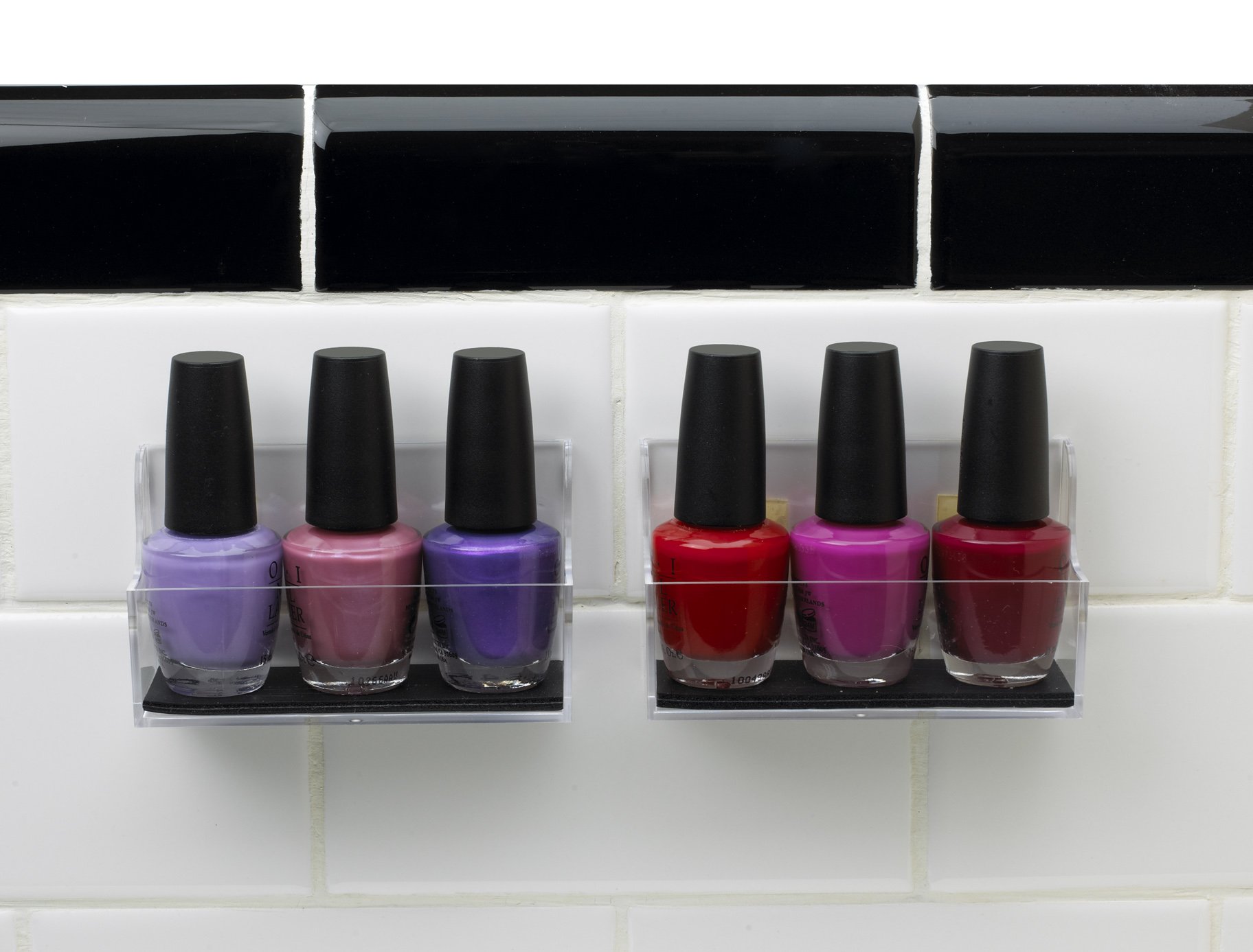 StickOnPods Wall Mounted Nail Polish Organizer - 24 Bottle Capacity, Adhesive Nail Polish Holder for Salon & Home Use - Perfect for Bathroom, Bedroom, Vanity & Makeup Storage Organization
