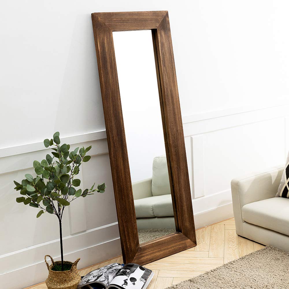 63x24 Inch Rustic Wood Full Length Floor Mirror - Large Dressing Mirror for Bedroom & Living Room, Wall Mounted or Leaning Against Wall - Perfect for Home Decor, Outfit Checks & Selfie Backgrounds