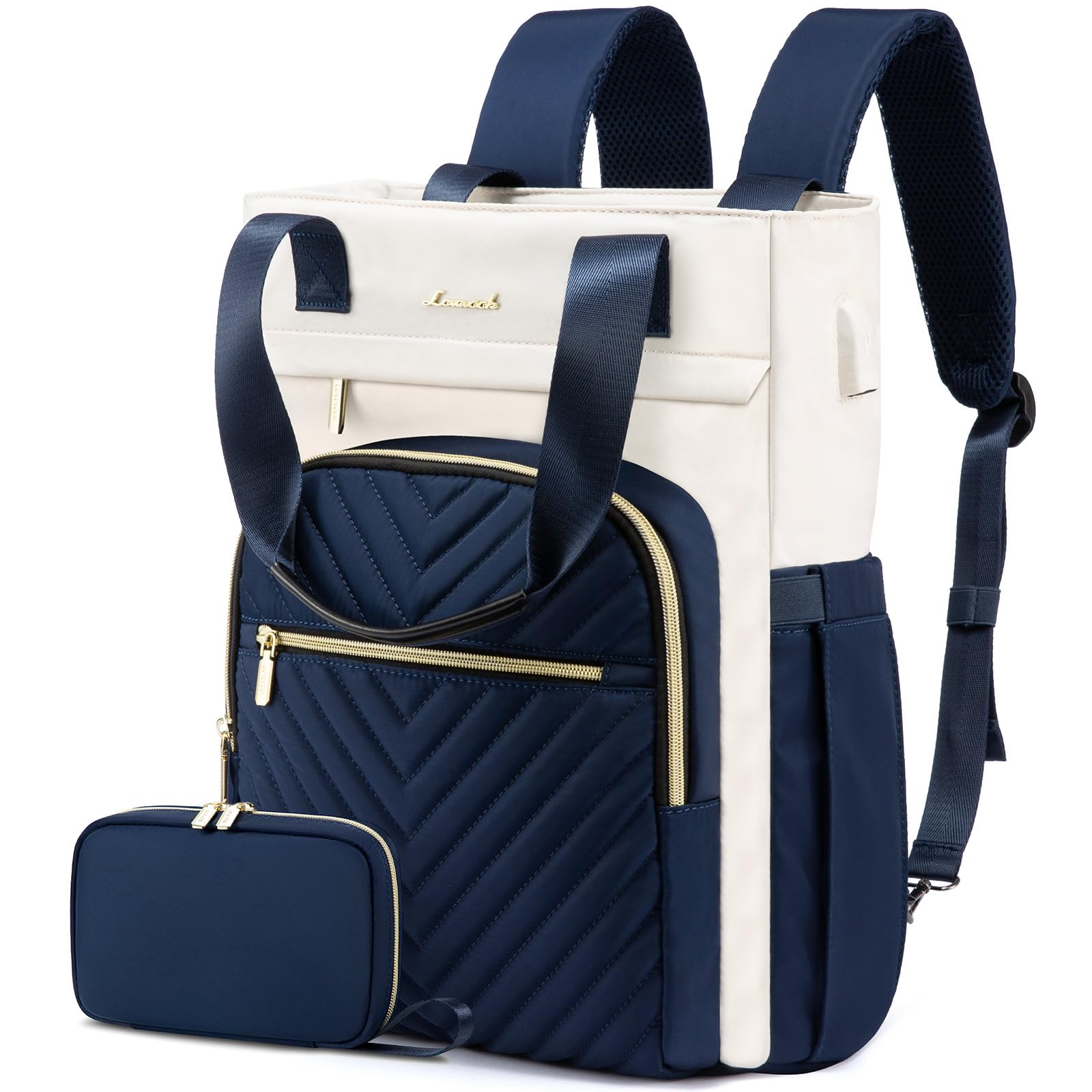 LOVEVOOK Women's 17.3 Inch Laptop Backpack with USB Port, Waterproof Business Work Bag for Travel, Teacher, Nurse, Office, School, College, 2-Piece Set