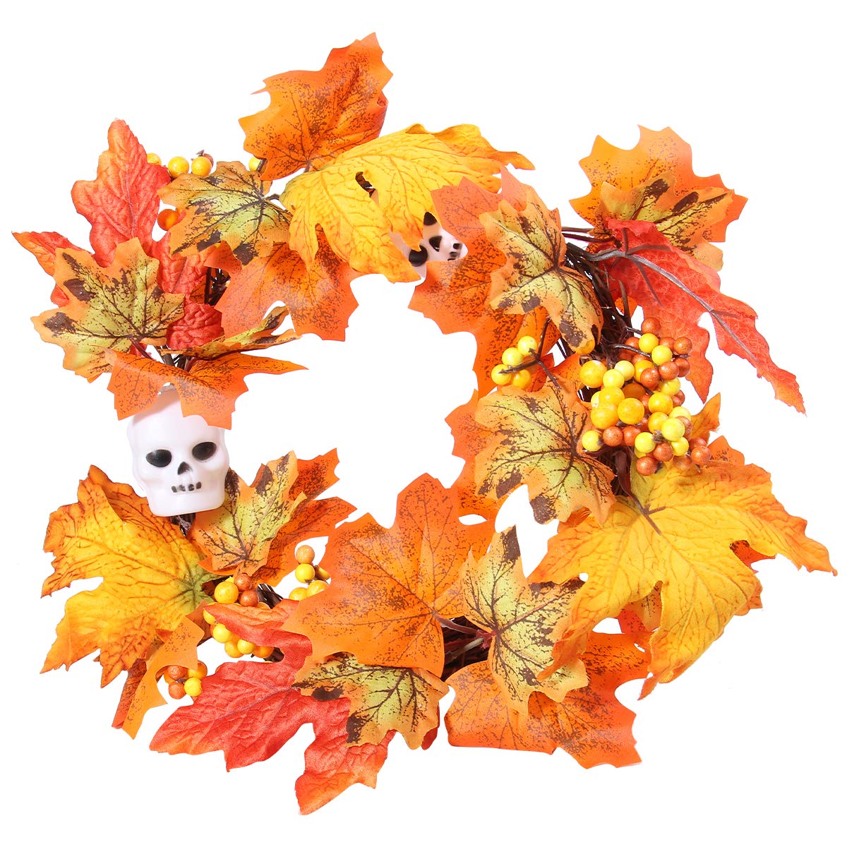 **PartyKindom Skull Halloween Wreath Headpiece - Orange Gothic Headdress for Women, Halloween Costume Accessory - Perfect for Halloween Parties, Cosplay & Spooky Decor**