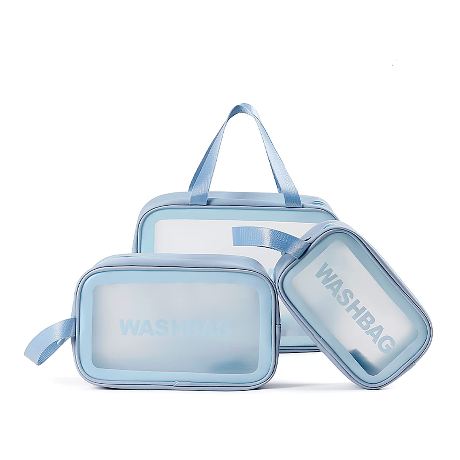 Waterproof Travel Toiletry Bag Set of 3 - Translucent Cosmetic Organizer for Women & Men | Perfect for Makeup, Shampoo & Travel Essentials | Ideal for Vacation, Gym & Business Trips (Teal)