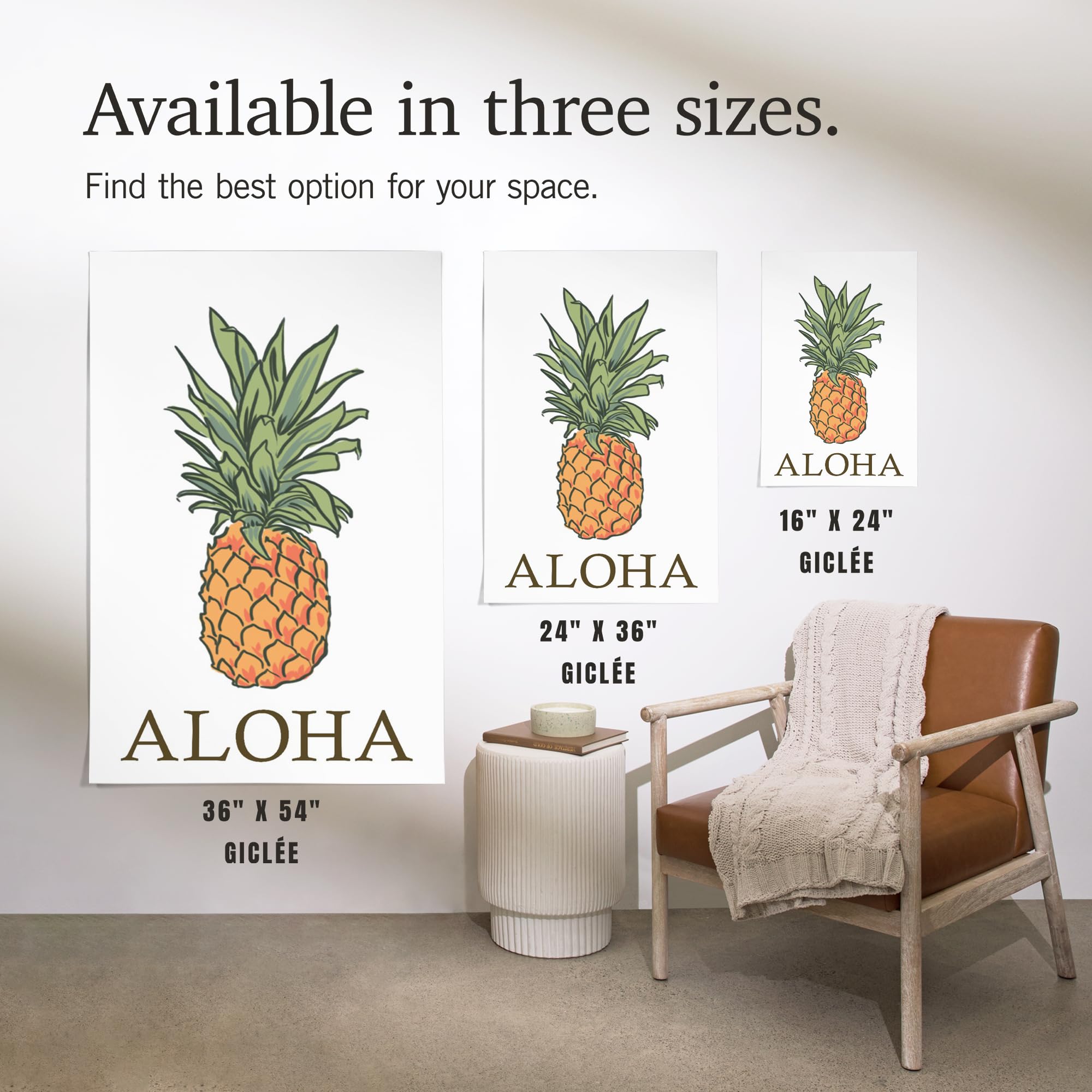 Lantern Press 16x24 Inch Giclee Print - Aloha Pineapple Wall Art Decor | Tropical Hawaiian Home & Office Decor | Perfect for Living Room, Bedroom, or Beach House