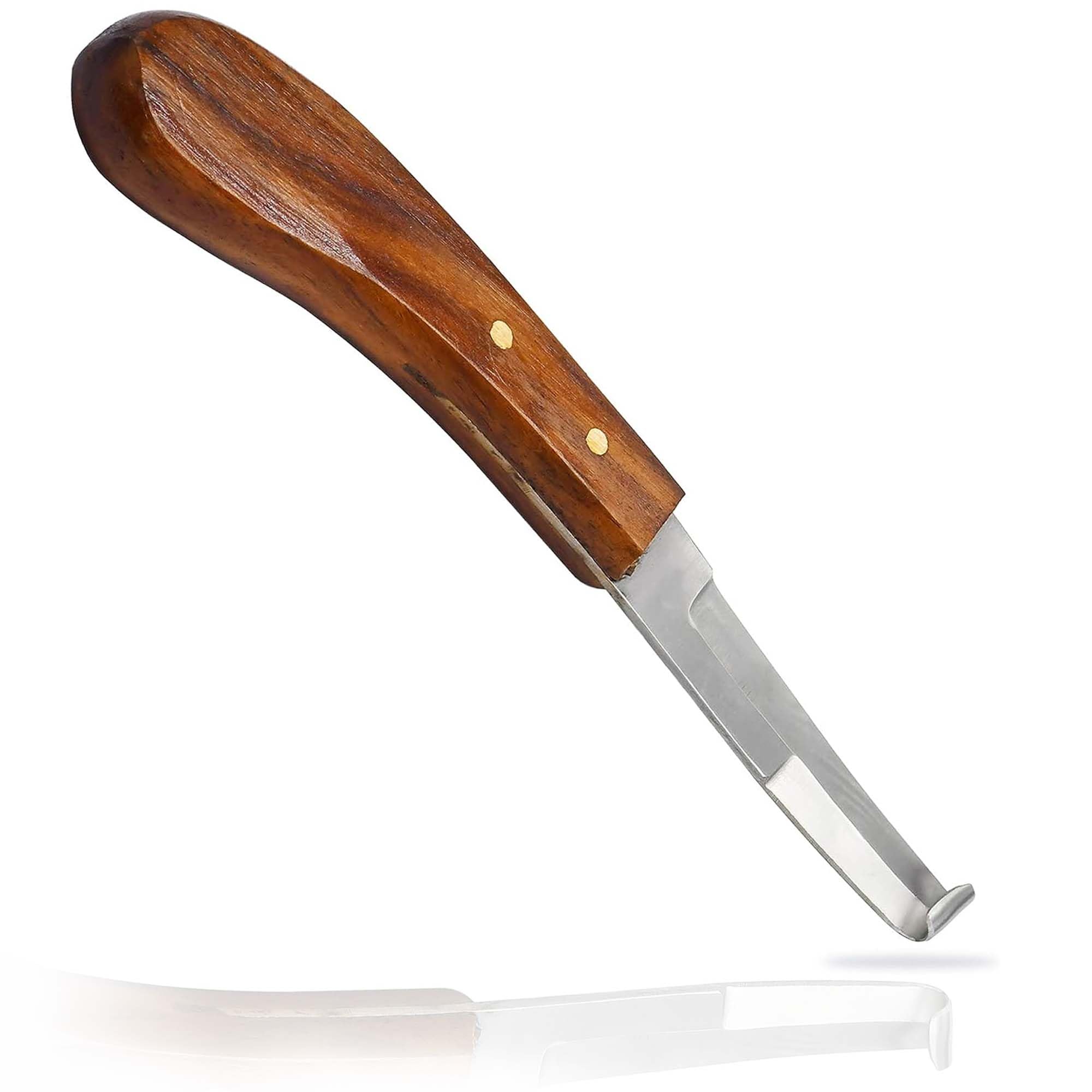Professional Farrier Hoof Knife - Double Edge Narrow Blade, Right Hand, Stainless Steel with Polished Wooden Handle for Horse Hoof Trimming & Care | Ideal for Equine Grooming, Blacksmithing & Veterinary Use