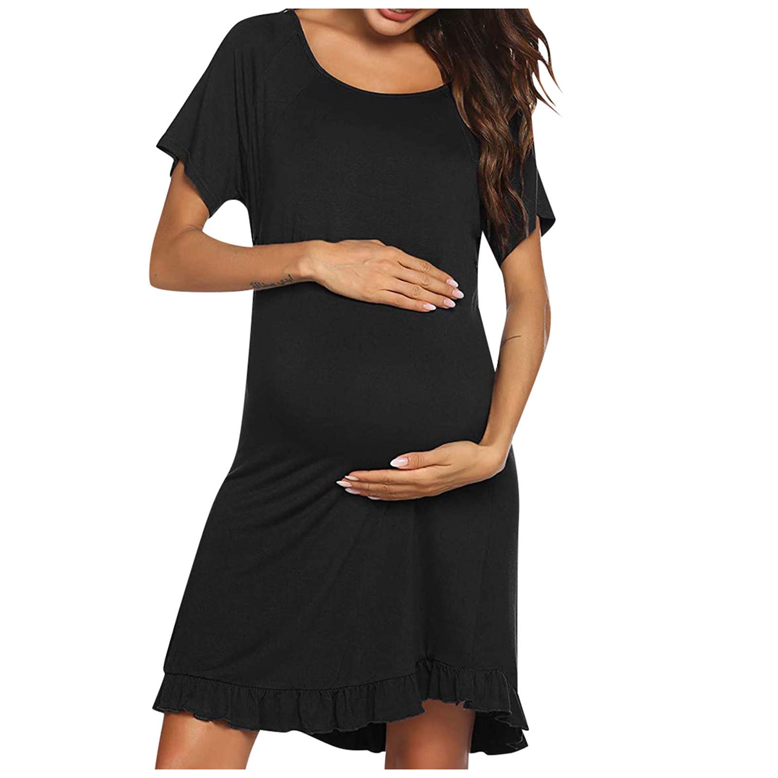 Maternity Nursing Dress for Women - Comfortable Short Sleeve Breastfeeding Dress for Daily Wear, Baby Shower & Pregnancy | Perfect for Nursing, Outings & Special Occasions