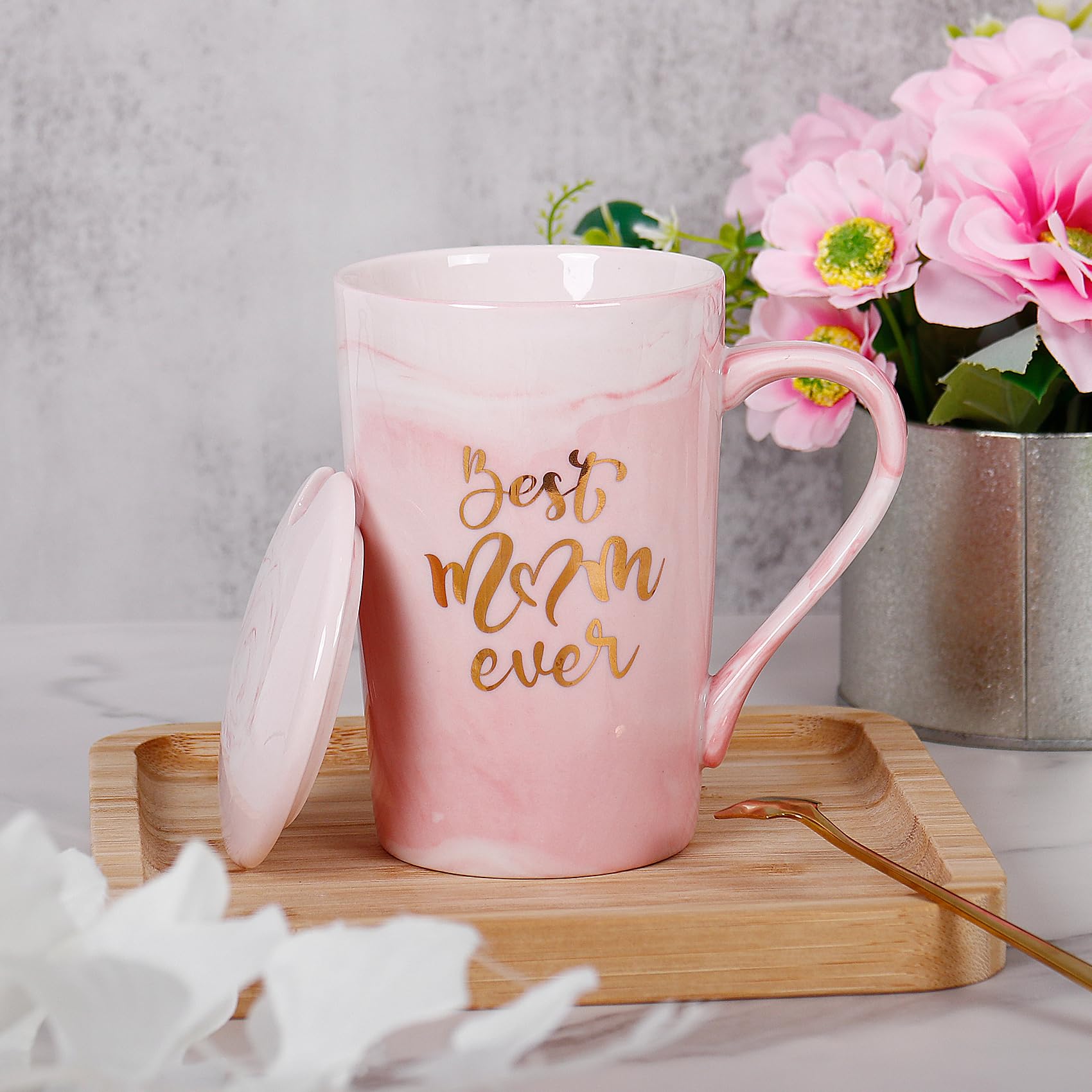 Best Mom Ever Funny Coffee Mug - 12 oz Pink Ceramic Cup for Women, Birthday & Christmas Gift Ideas - Perfect for Mother's Day, Office Use & Cozy Home Mornings