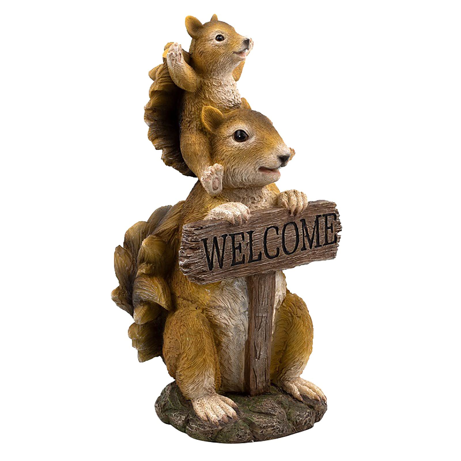 Cute Squirrel Garden Statue Sculpture - Outdoor Welcome Sign for Patio, Lawn & Garden Decor - Perfect for House Numbers & Greetings - Ideal for Front Yard, Backyard & Porch Decorations