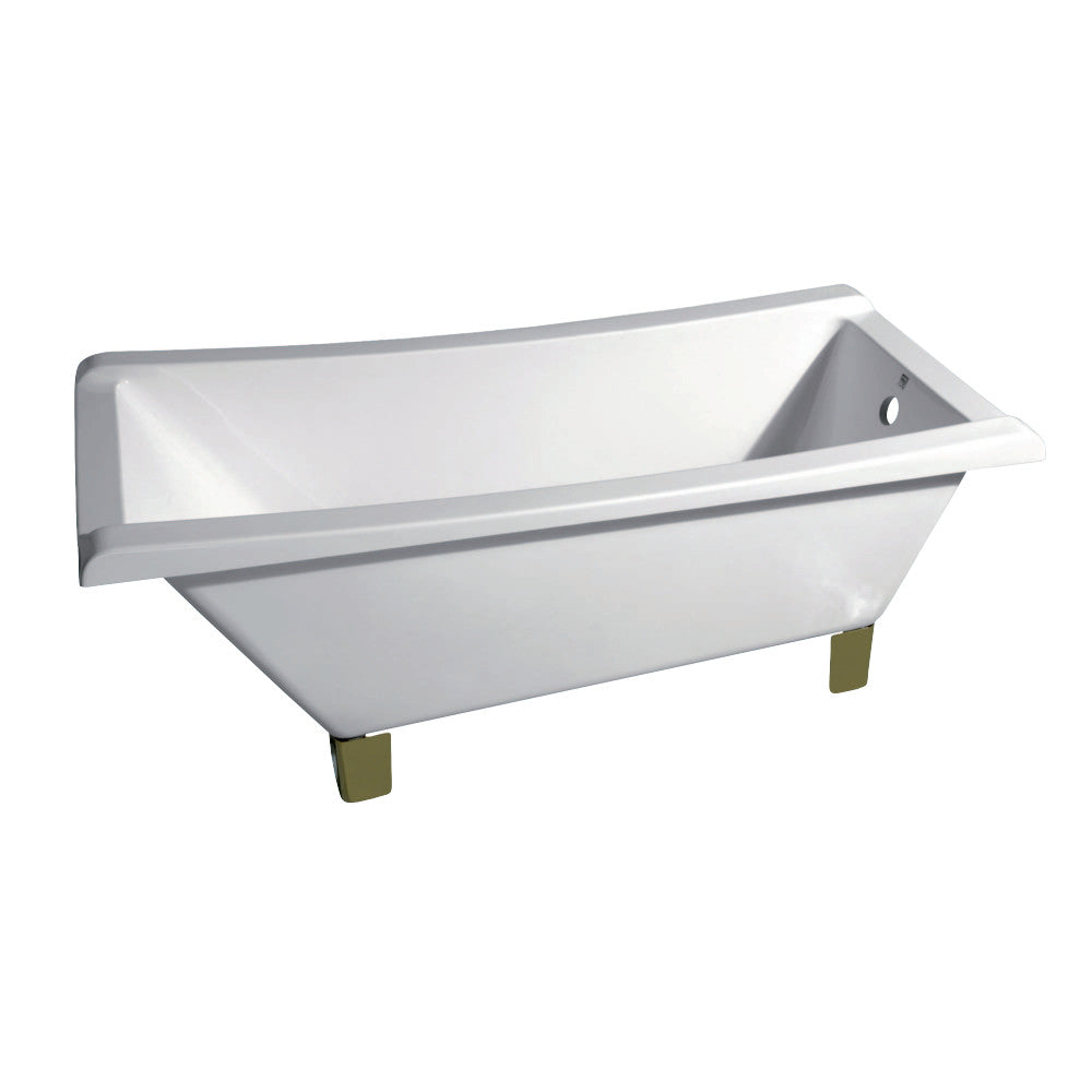 Aqua Eden 67 Inch Acrylic Clawfoot Bathtub - Freestanding Slipper Tub for Bathroom, White with Oil Rubbed Bronze Feet, No Faucet Drillings - Perfect for Vintage Style Bathrooms & Spa Relaxation
