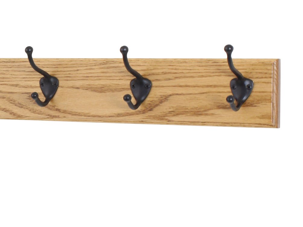Stylish Oak Coat Rack with Oil-Rubbed Bronze Hooks - 15