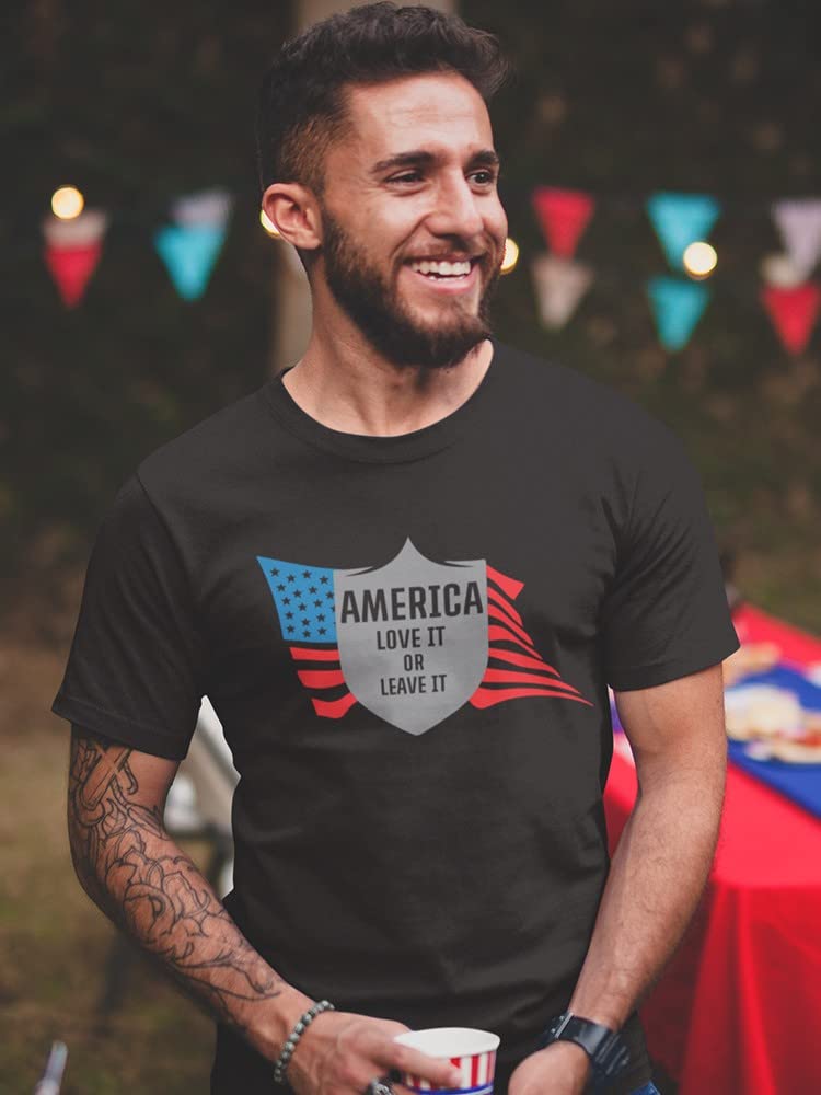 Patriotic 'Love It Or Leave It' American Flag Graphic Men's T-Shirt - Comfortable Cotton Tee for 4th of July, Veterans Day & Political Events