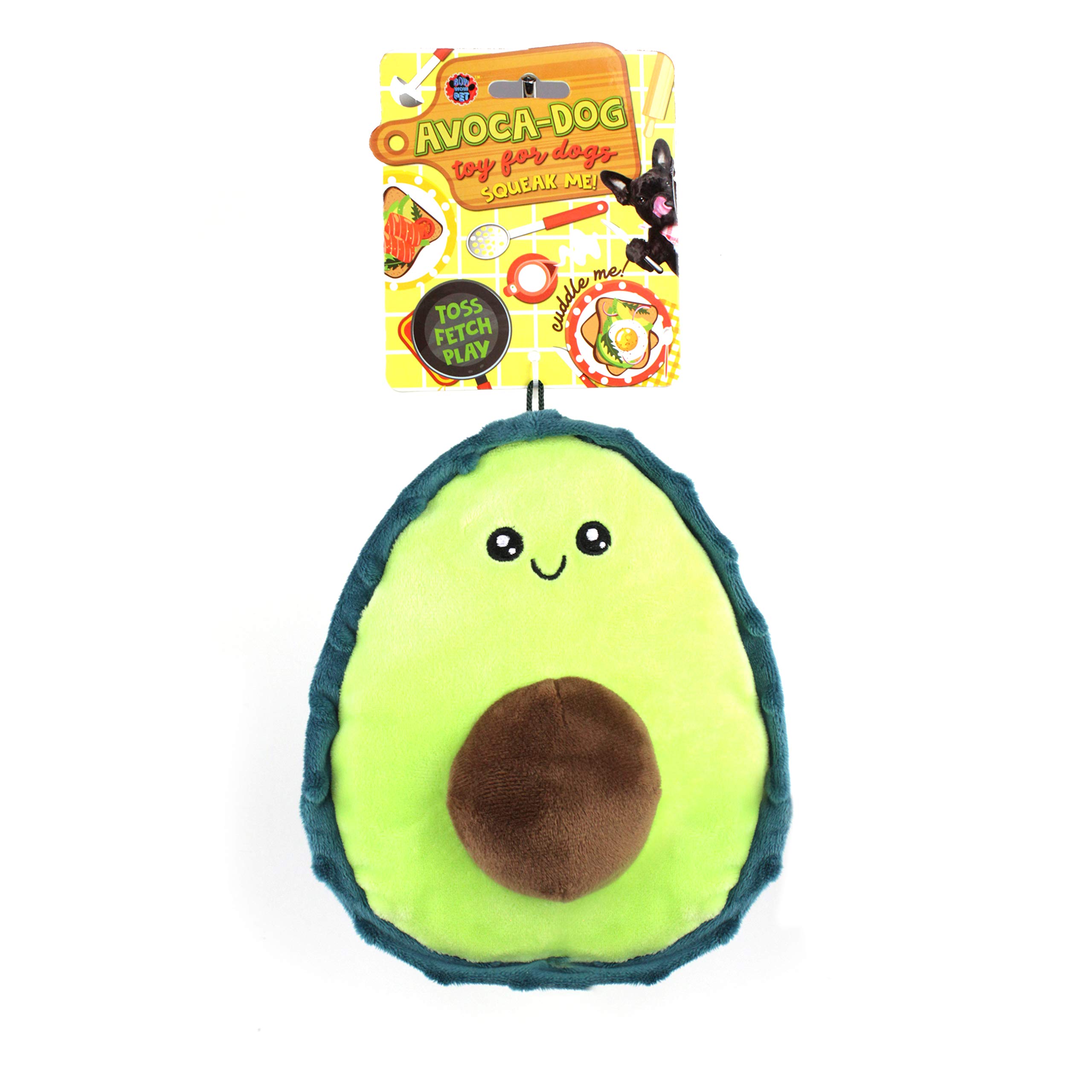 **Bow Wow Pet Avocado Dog Toy - Squeaky Plush Chew Toy for Teething Puppies & Small Dogs - Fun Interactive Playtime & Stress Relief for Pets**    *(Ideal for Indoor Play, Fetch Games, and Cuddling - Perfect Gift for Dog Lovers!)*