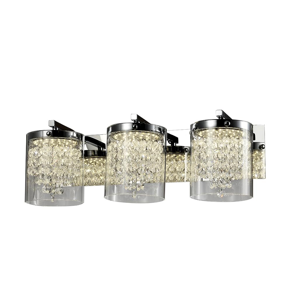 ZP88 Modern 3-Light LED Bathroom Vanity Light Fixture - Brushed Chrome Finish - Perfect for Bathroom, Powder Room & Dressing Area Makeup Lighting