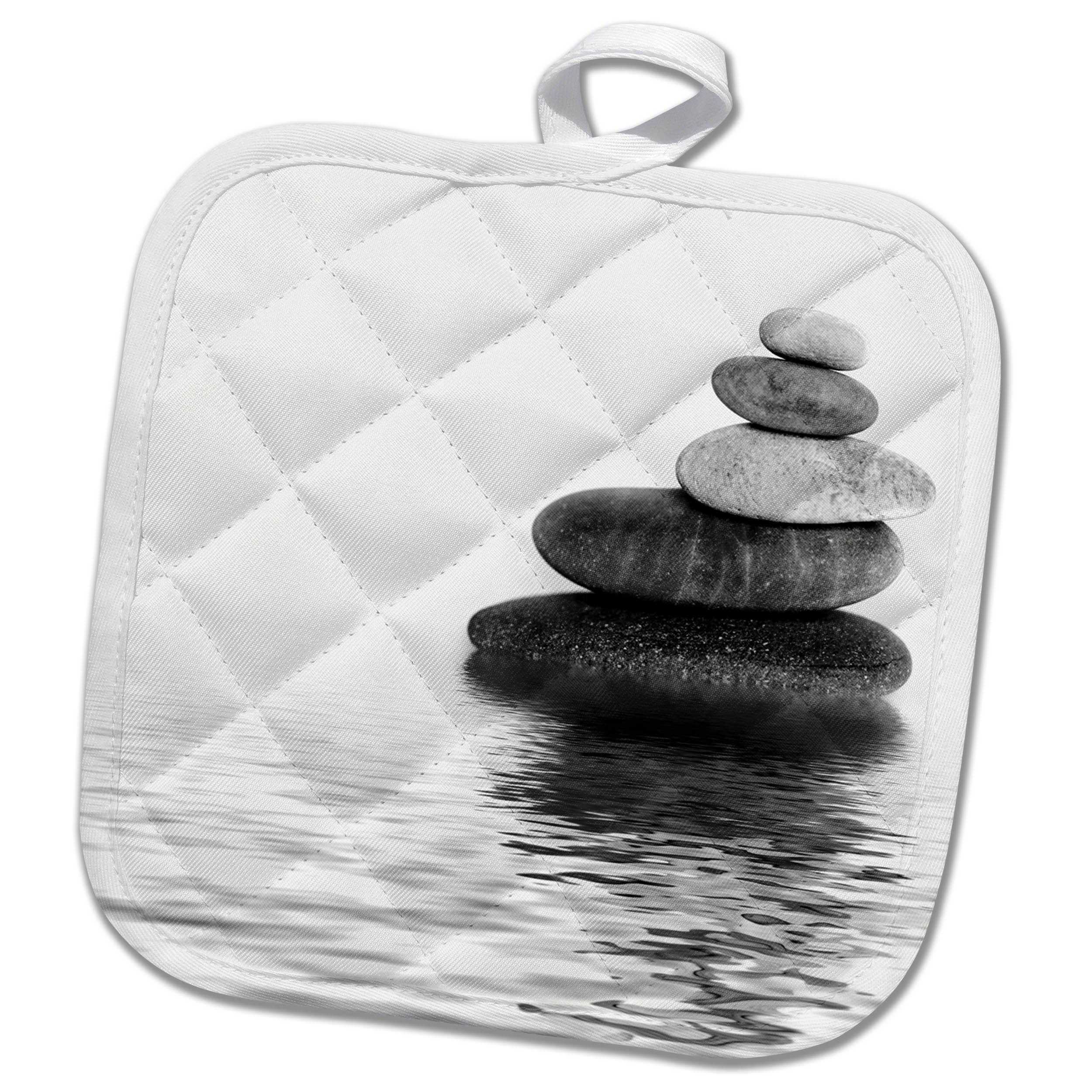 3dRose Balanced Stone Cairn Zen Style Water Pot Holder - 8 x 8 Inch - Home Decor for Meditation Spaces, Office Desk & Garden Zen Accents