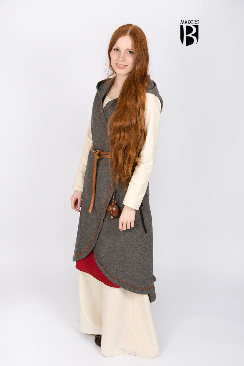 Myrana Dark Grey Wool Wrap Dress for Women - Elegant & Comfortable Winter Outfit for Office, Party & Date Night