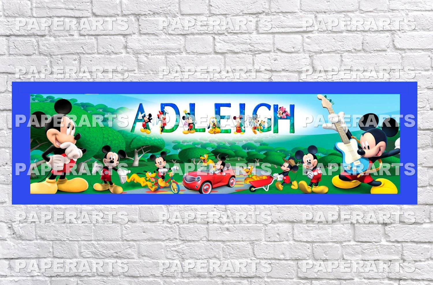 Personalized Mickey Mouse Birthday Name Poster - Custom Name, Border Mat & Frame Options - Perfect for Kids' Room Decor & Birthday Party Gifts