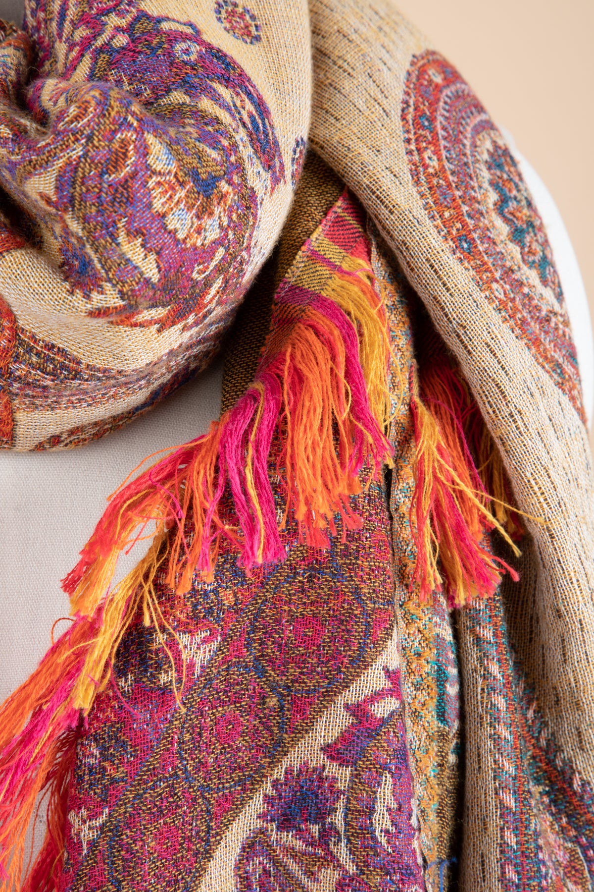 Floral Paisley Fringed Scarf - Lightweight Soft Shawl Wrap for Women - Perfect for Spring Outfits, Beach Cover-ups & Boho Fashion Accessories