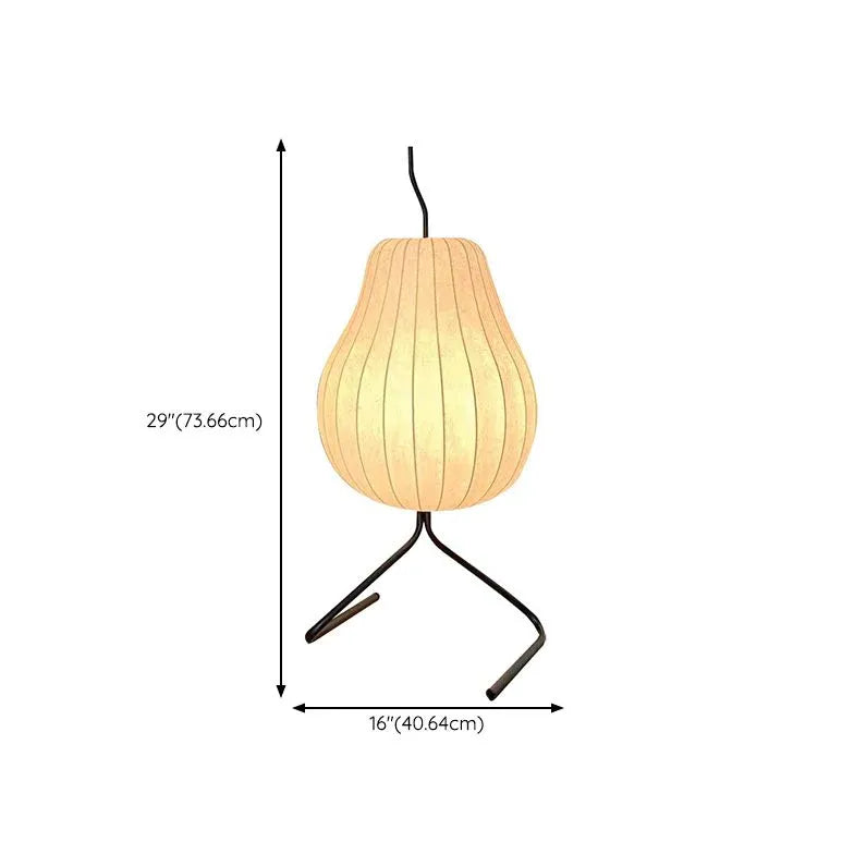 Modern White Pear-Shaped Table Lamp with Fine Stripes - Elegant Home & Office Lighting for Bedroom, Living Room, and Study Desk
