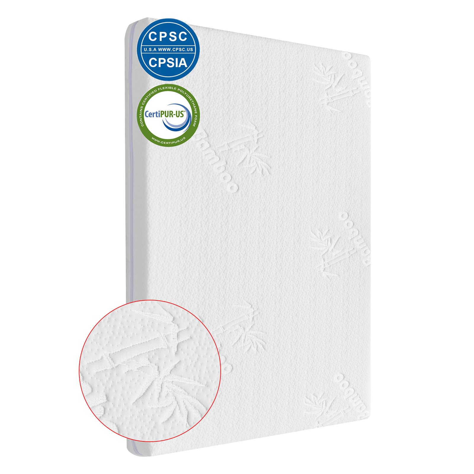 Mini Crib Mattress 38x24x3 Inches - Bamboo Fiber & Washable Microfiber Cover - Dual Firmness Gel Memory Foam - Waterproof & Breathable with Removable Zippered Cover - Perfect for Nursery, Daycare, and Travel Cribs
