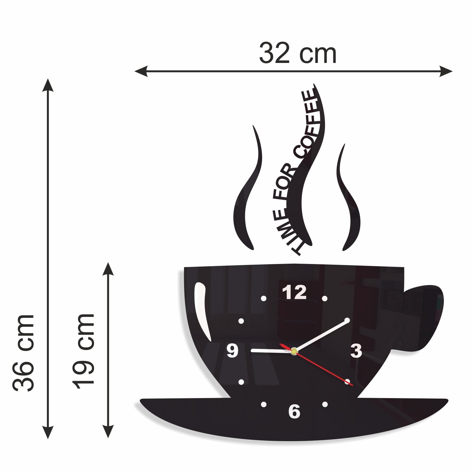 Black Kitchen Wall Clock - Perfect for Coffee Lovers & Home Decor | Ideal for Kitchen, Office, and Cafe Use