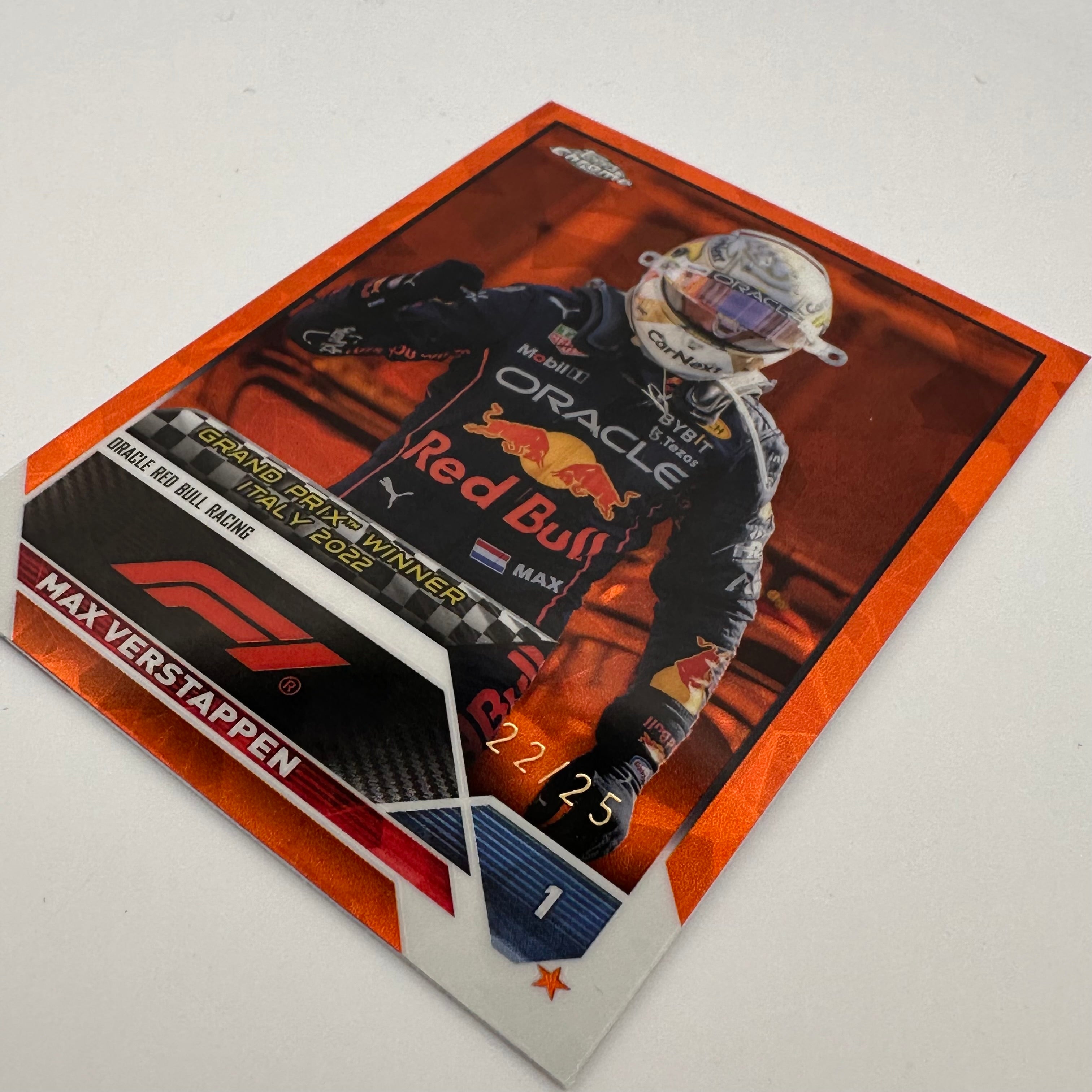 2023 Topps Chrome Sapphire Max Verstappen #159 Orange Parallel 22/25 - Rare F1 Racing Card for Collectors & Sports Memorabilia Enthusiasts