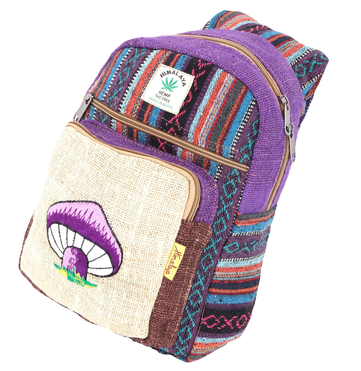 Himalaya Hemp Sling Backpack - Eco-Friendly 100% Hemp Crossbody Bag for Hiking, Festivals & Travel | Fair Trade Handmade Hippie Backpack | Perfect for Outdoor Adventures & Boho Style