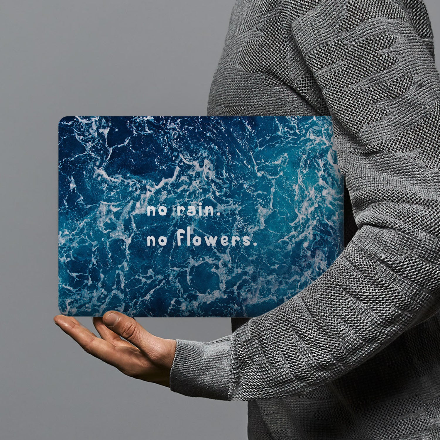 MacBook Protective Case with Inspirational Quote - No Rain No Flowers Design - Durable & Stylish Cover for Work, School & Travel