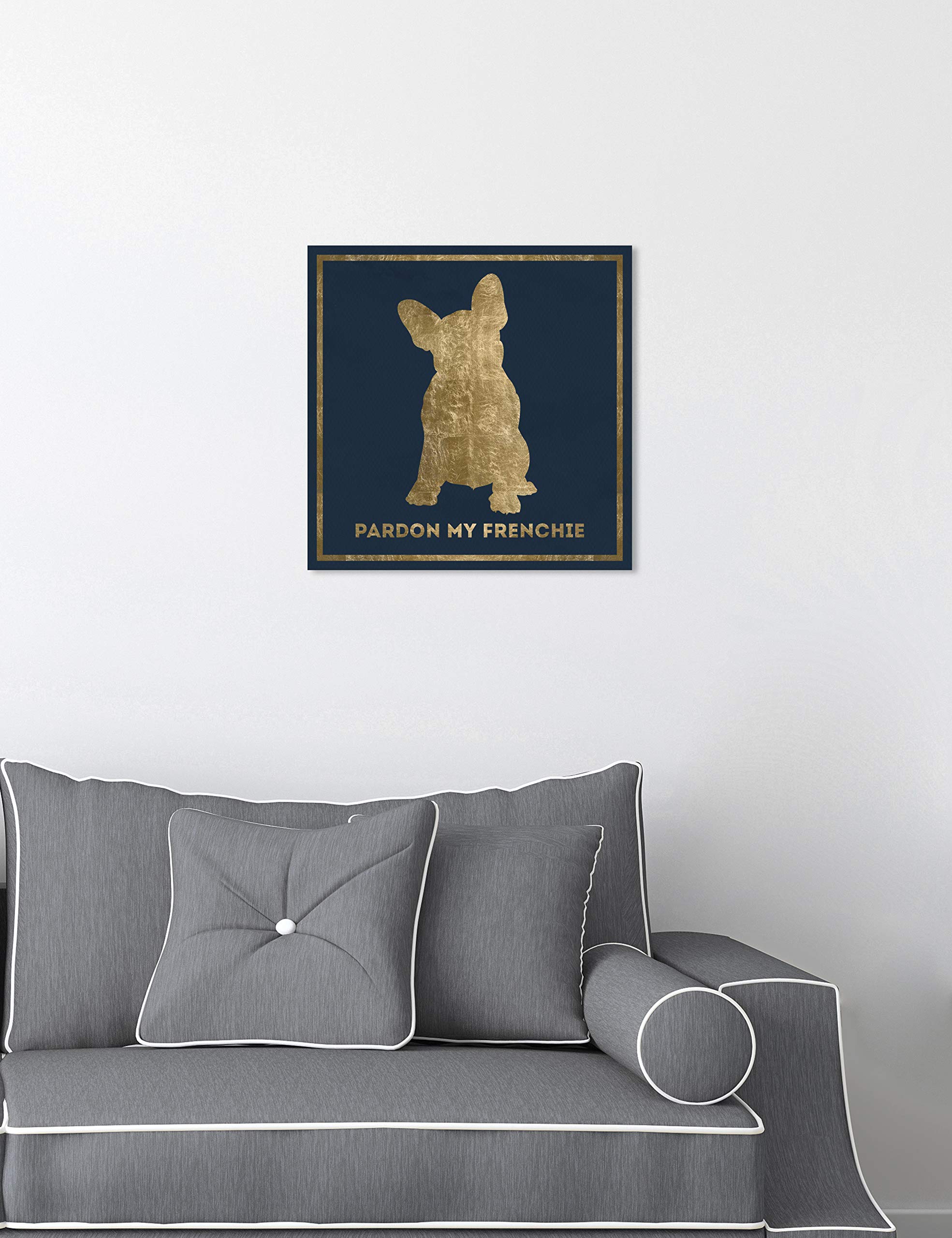 Oliver Gal Artist Co. 'Frenchie' Typography Wall Art Canvas Print - 12x12 Inches Gold & Black Quote Home Decor - Perfect for Living Room, Bedroom & Office Wall Decor