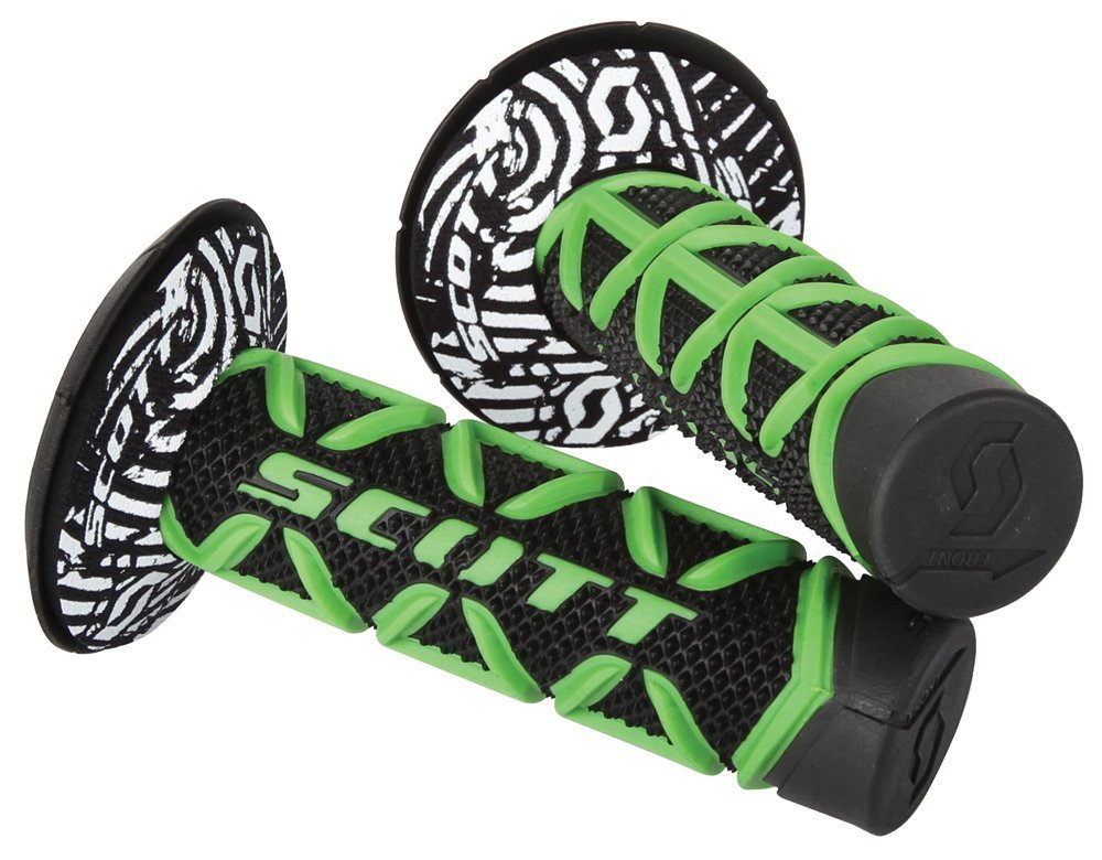 Green/Black Diamond Motorcycle Grips - Durable & Comfortable for Long Rides