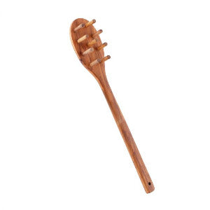 Premium Italian Olive Wood Spaghetti Server - 12 Inch Handcrafted Pasta Spoon for Authentic Italian Dining & Kitchen Essentials