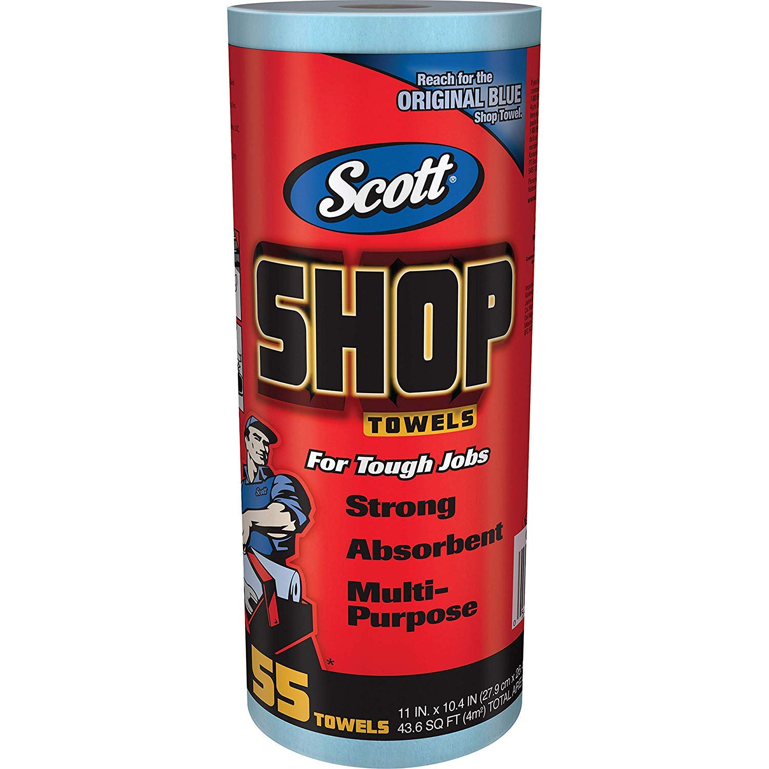 Scott 75130-12PK Industrial Shop Towels - 55 Count (Pack of 12) | Heavy-Duty Absorbent Cleaning Rags for Automotive, Workshop & Home Use