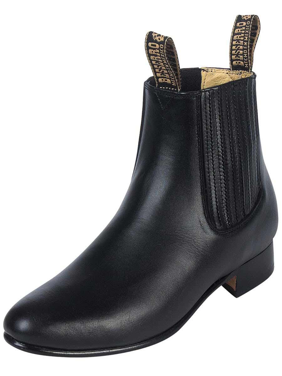 Authentic Mexican Charro Ankle Boots - Genuine Leather Traditional Botin Charro Boots for Men & Women (Black, Size 9) - Perfect for Rodeo, Western Parties & Mexican Folk Dance