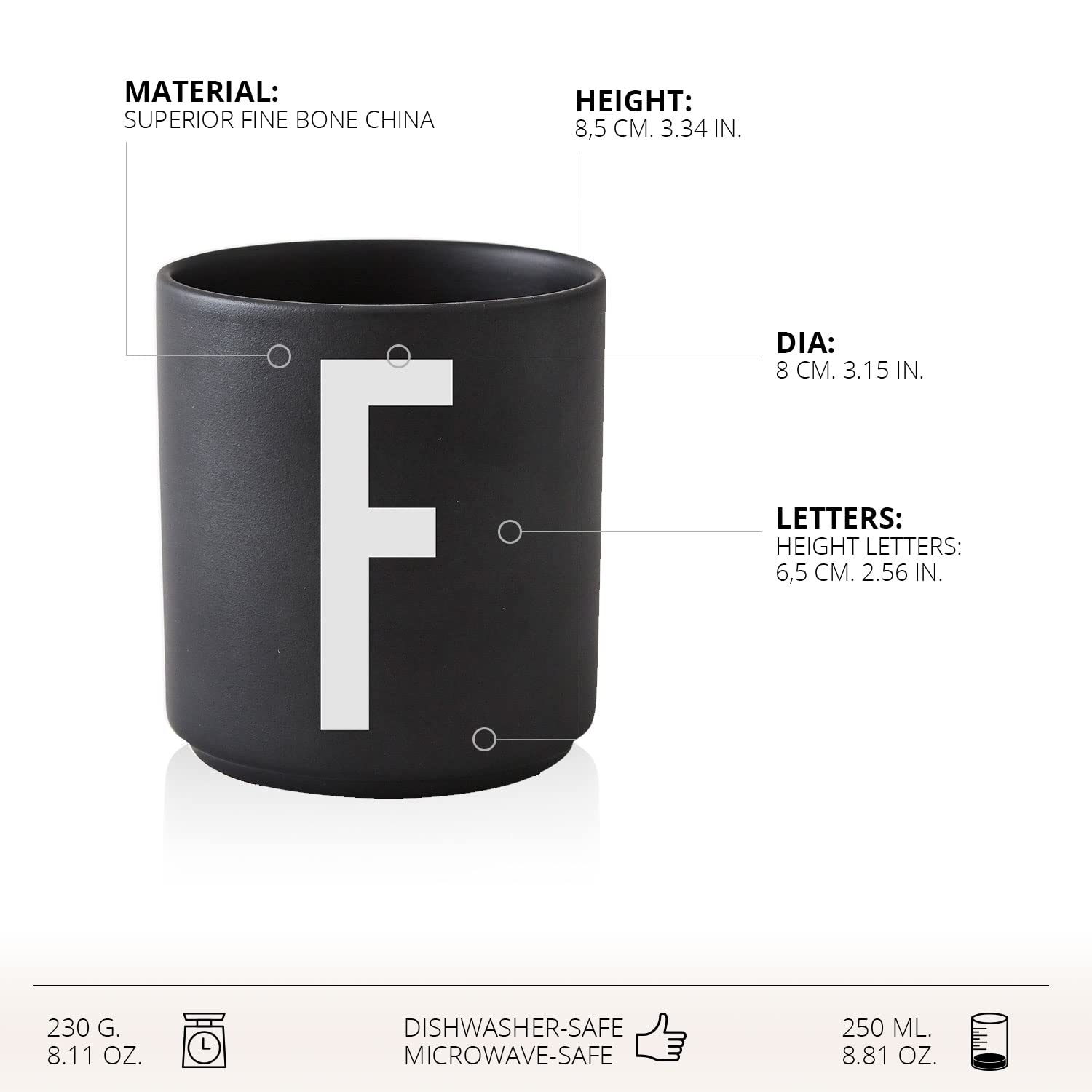 Personalized Monogram Coffee Mug with Initial A-Z | 11 oz Porcelain Black Tea Cup for Men & Women | Unique Christmas & Thanksgiving Gift for Her, Friends, Family | Perfect for Office, Home, or Holiday Gifting