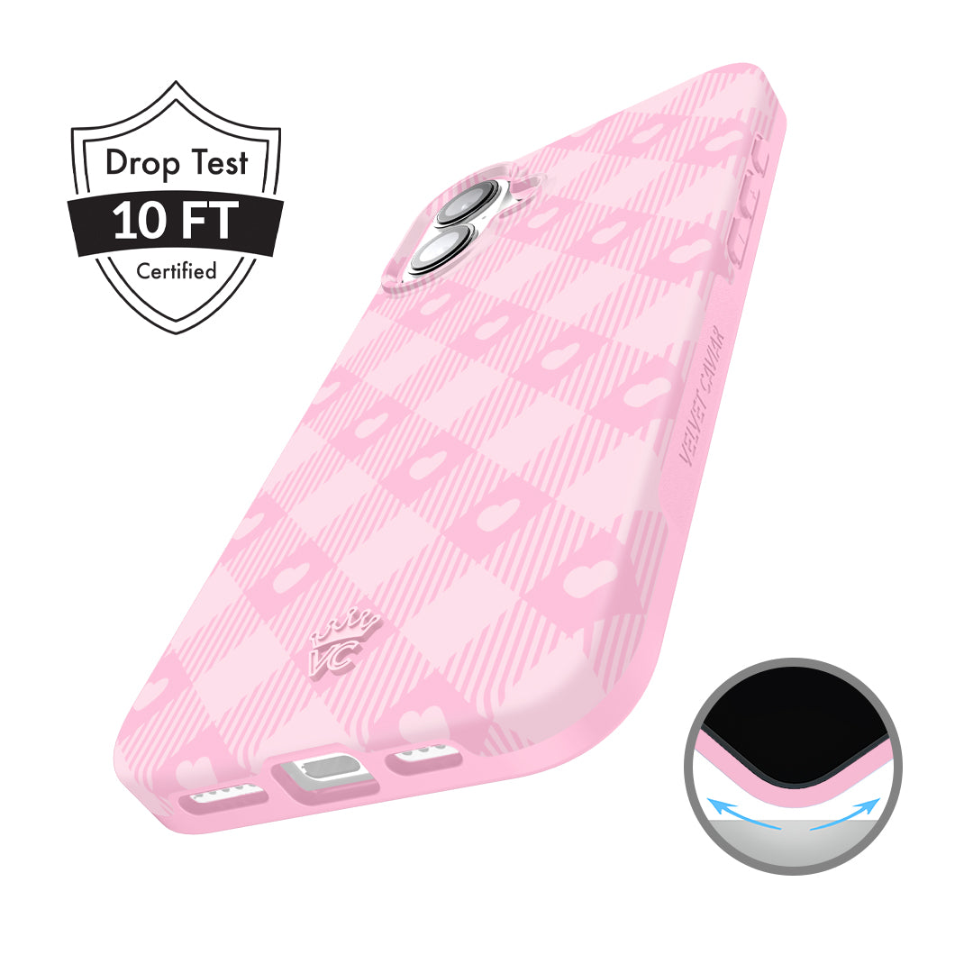 Cute Pink Gingham iPhone Case - Trendy Protective Phone Cover for iPhone 13/14/15 Pro Max - Perfect for Summer, Picnics & Girly Aesthetic
