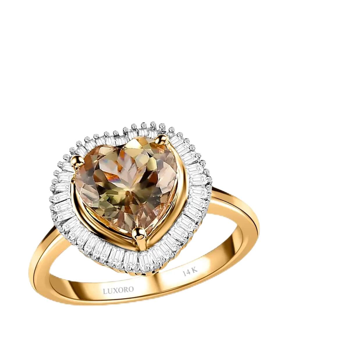 14K Yellow Gold Heart AAA Turquoise Diamond Halo Ring for Women - Size 6, 1.8 Ct G-H I3 | Engagement, Anniversary, Wedding, Promise & Birthday Gift | Perfect for Romantic Occasions & Special Celebrations