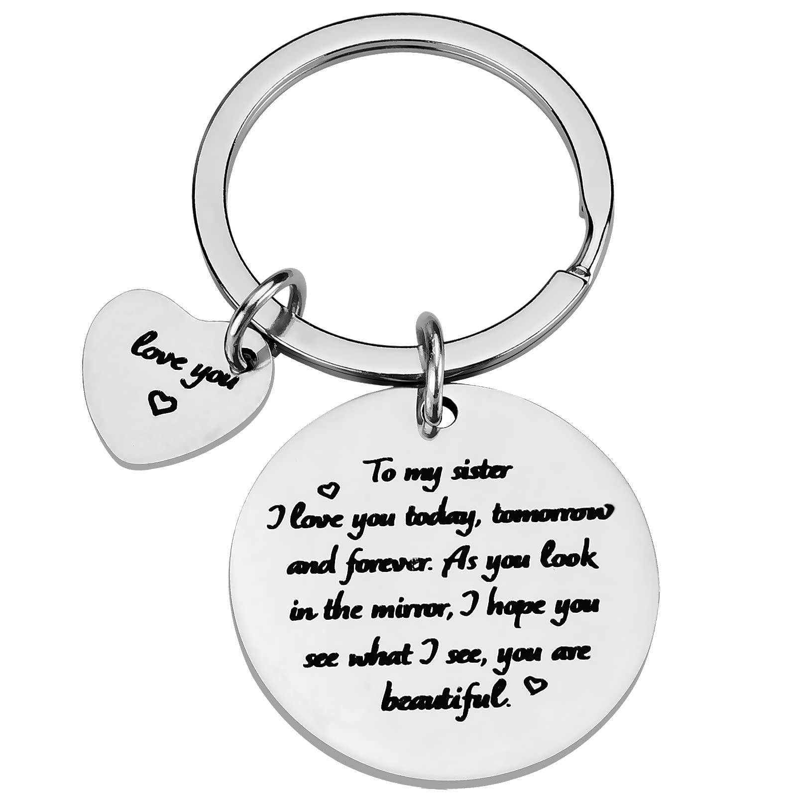Best Sister Keychain Gift - Personalized Sister & Brother Keyring for BFF, Bestie, Teen Girls & Women - Birthday, Christmas Present Idea - Perfect for Everyday Carry, Friendship Tokens & Special Occasions