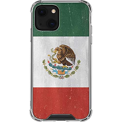 Skinit Clear Protective Phone Case for iPhone 13 Mini - Mexico Flag Distressed Design | Scratch-Resistant Slim Cover | Perfect for Travel, Work & Everyday Use