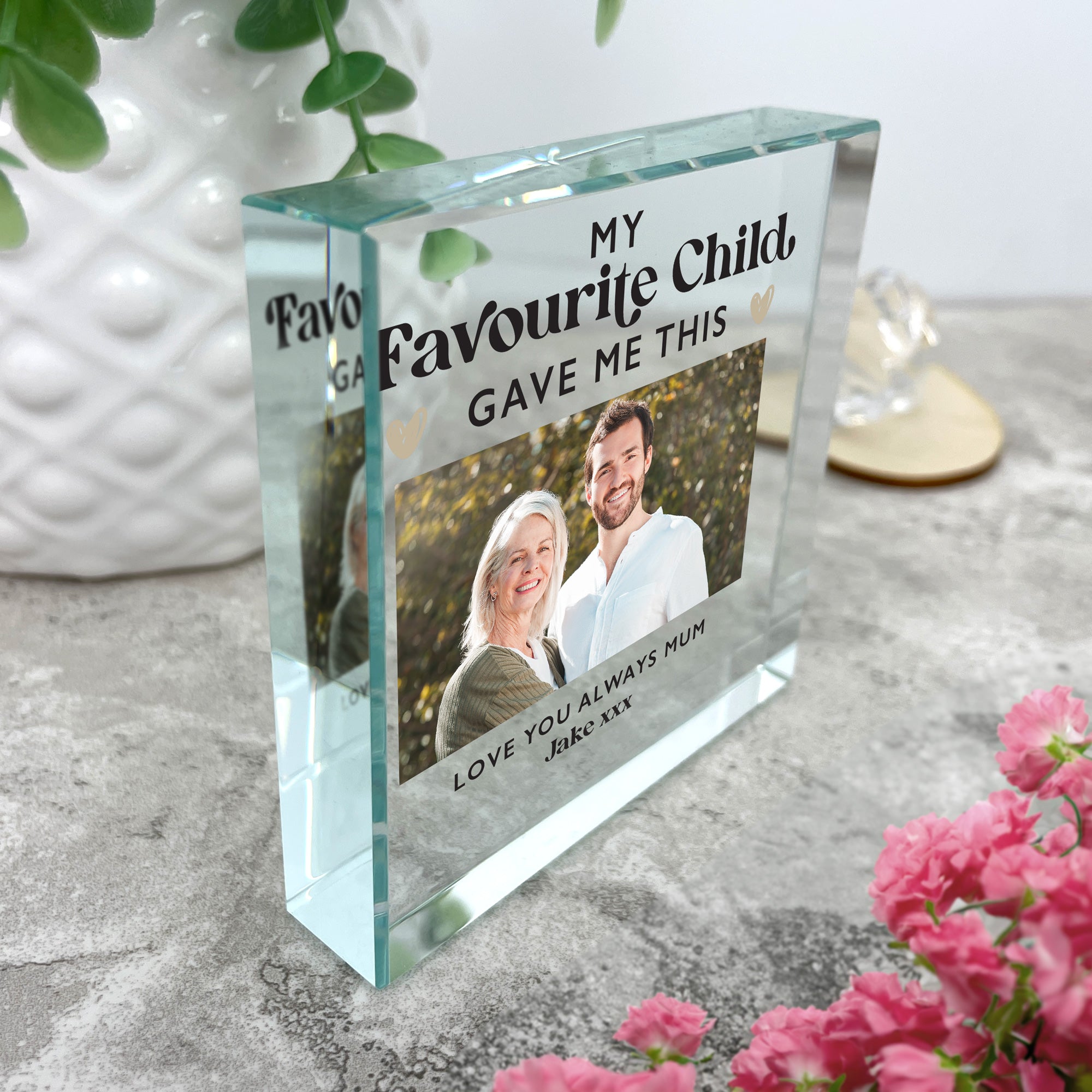 Personalized 'My Favorite Child Gave Me This' Photo Crystal Keepsake - Perfect for Mother's Day, Birthday Gifts & Family Keepsakes