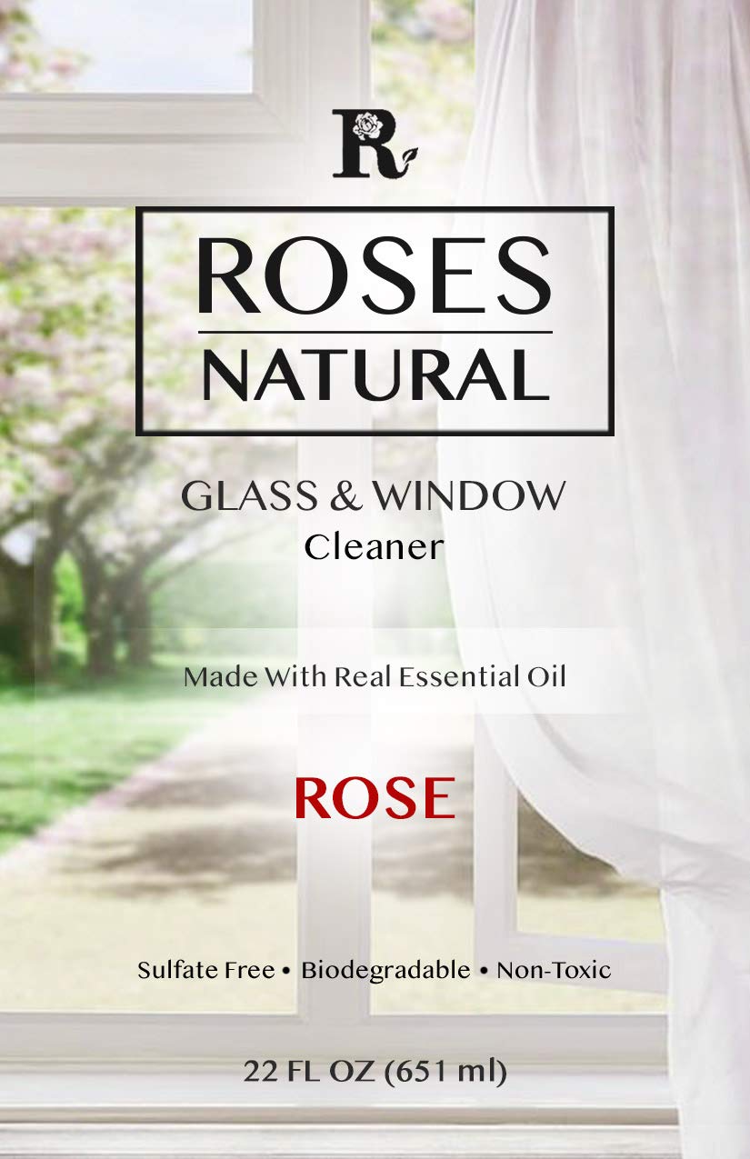 Natural Rose Scented Glass Cleaner Spray - Streak-Free, Non-Toxic Formula for Windows, Mirrors & Screens - Perfect for Home, Office & Car Cleaning