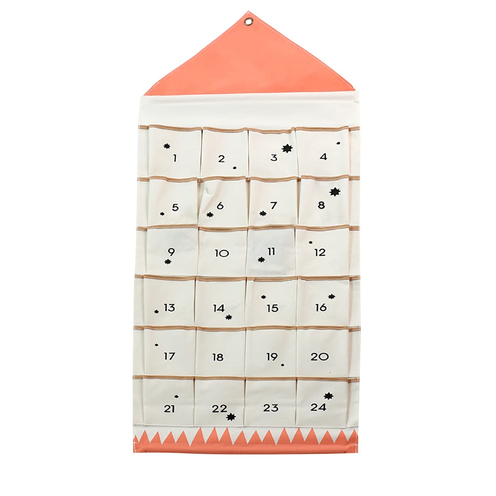 24-Pocket Christmas Countdown Calendar Wall Hanging - Pink Advent Decoration for Home, Holiday Organizer & Xmas Gift Bags - Perfect for Kids' Room, Living Room & Festive Party Decor