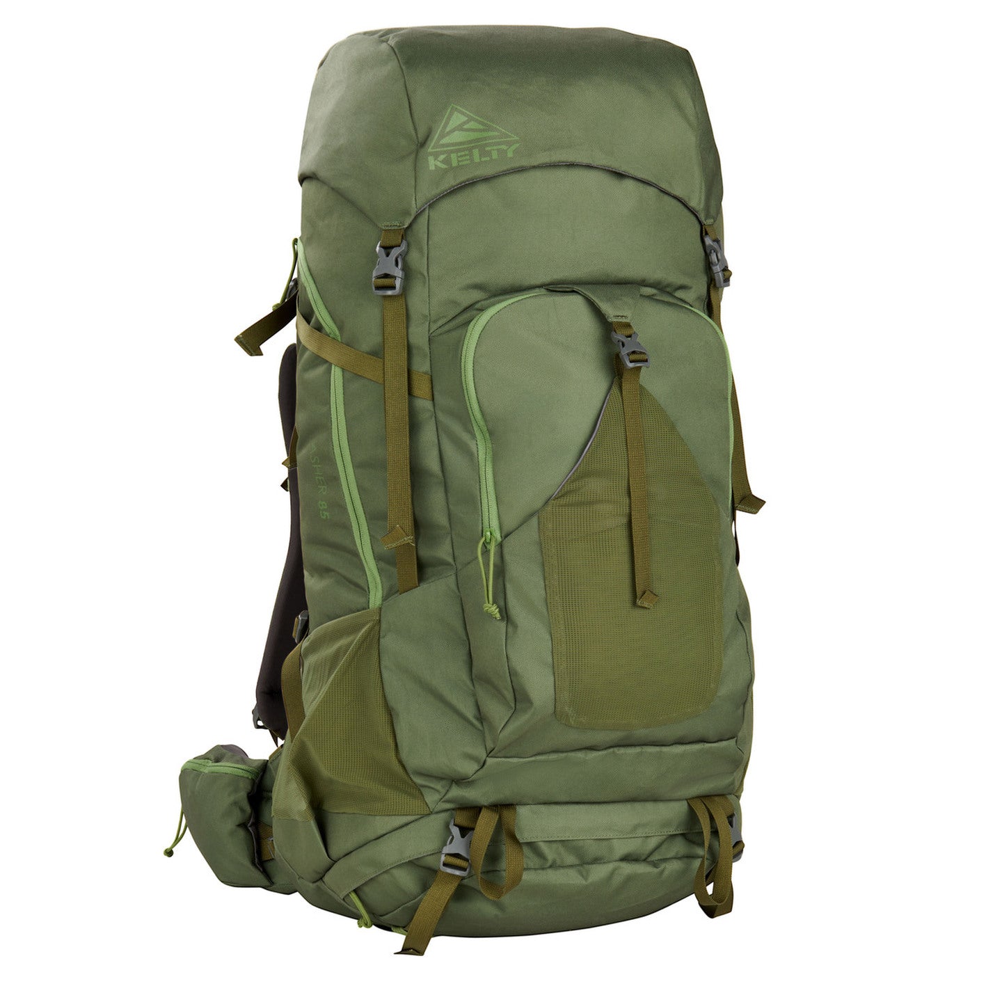 Asher 85L Waterproof Hiking Backpack - Winter Moss Green & Dill Color for Outdoor Camping, Travel & Trekking Adventures